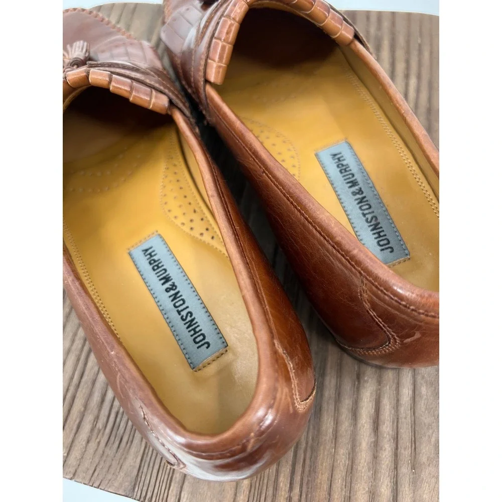 Johnston & Murphy Mens Brown‎ Leather Kiltie Tassel Loafers Size 9.5 M